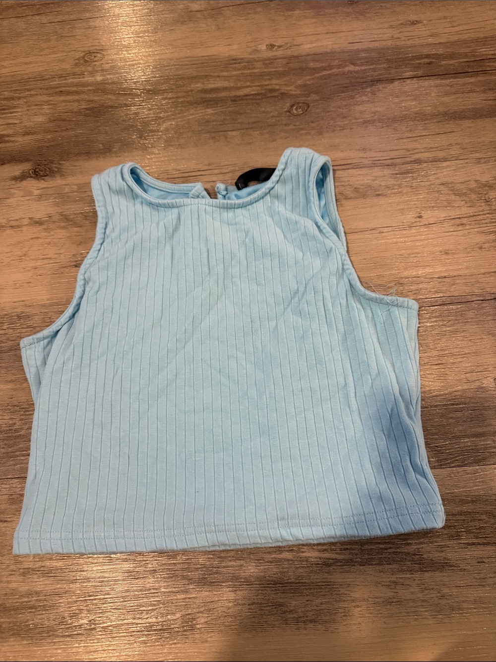 Pretty Angel Ribbed Cropped Tank Top - Light Blue